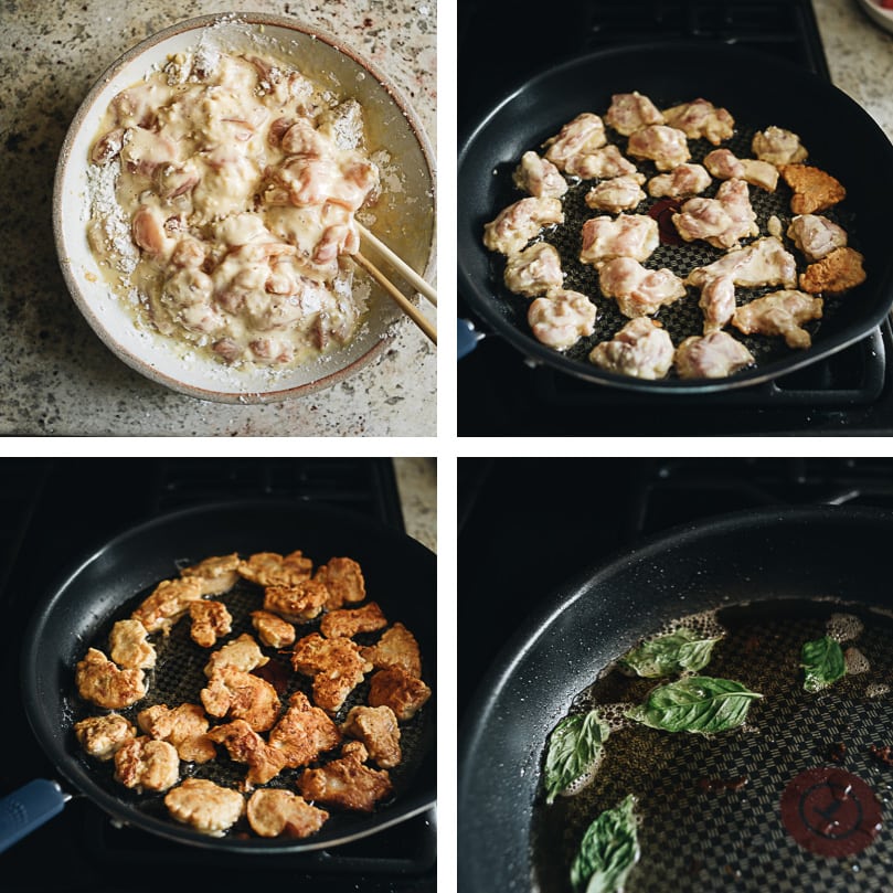 Salt and pepper chicken cooking step-by-step