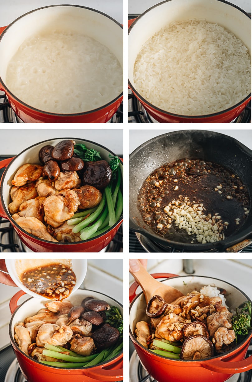 Clay pot chicken cooking step-by-step