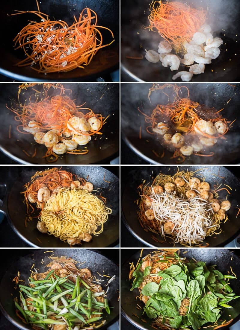 Shrimp Chow Mein Cooking Process 