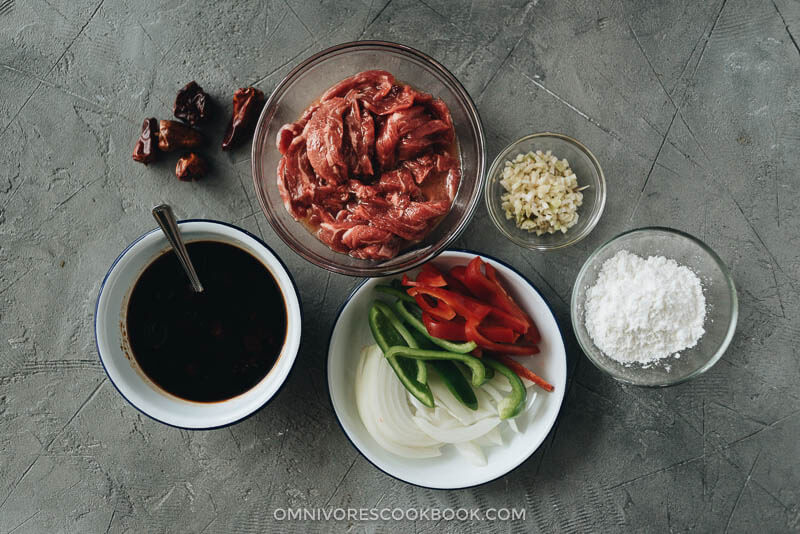 Szechuan beef stir fry ingredients