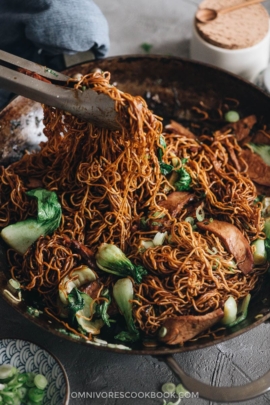 Chinese BBQ pork fried noodles