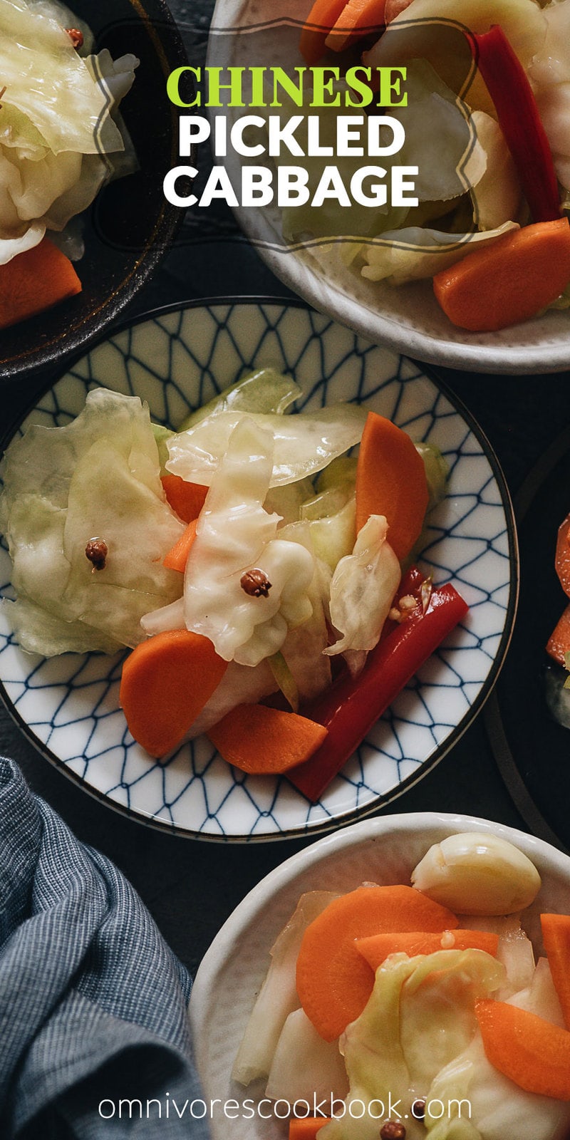 Chinese Pickled Cabbage (A Quick Pickle Recipe) | Make crunchy Chinese pickled cabbage with this quick pickle recipe. It is so easy to prepare, and the result is a well-balanced crisp sweet and sour pickle just like the appetizer you’d get at a Chinese restaurant. {Vegan, Gluten-Free}