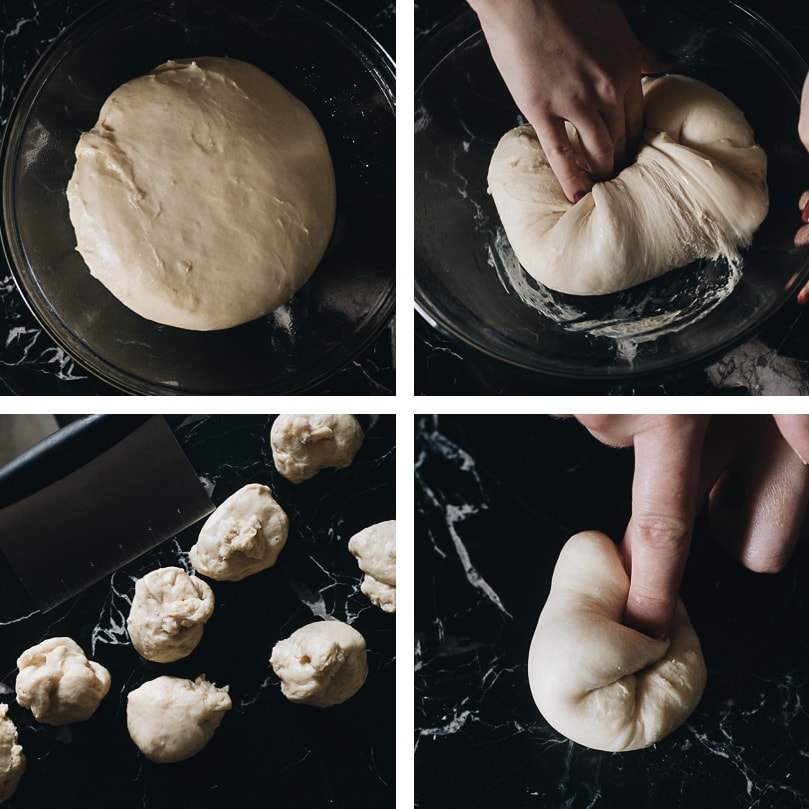 Shaping dough for milk bread rolls
