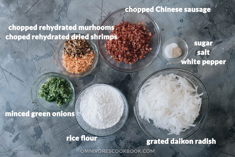 Chinese turnip cake ingredients