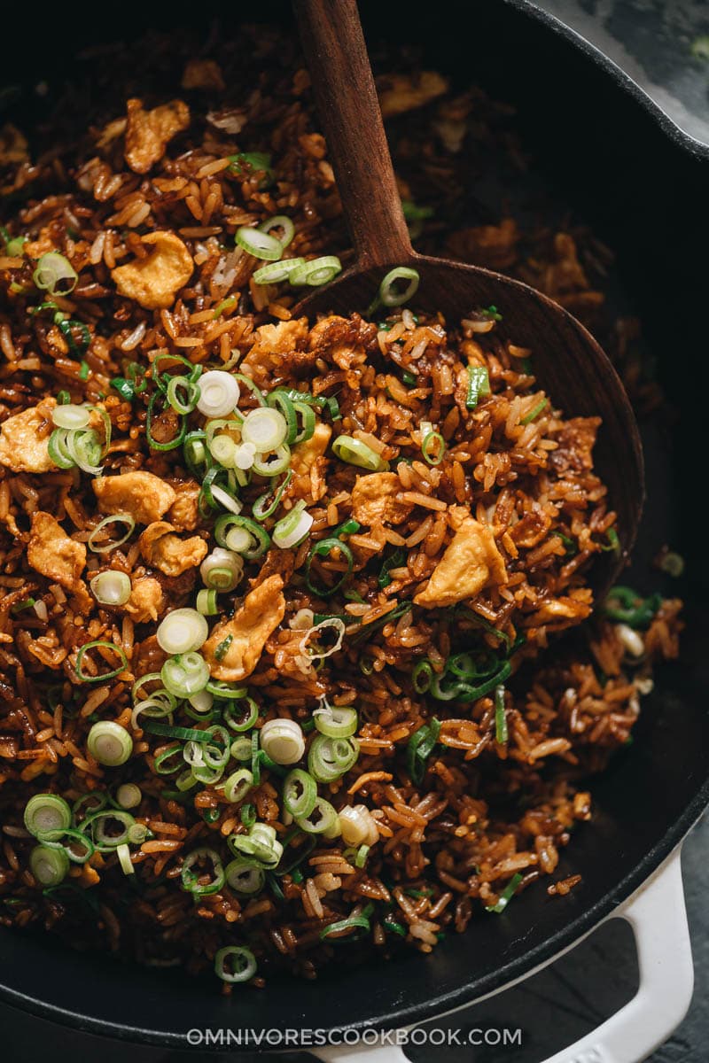 Soy sauce fried rice close-up