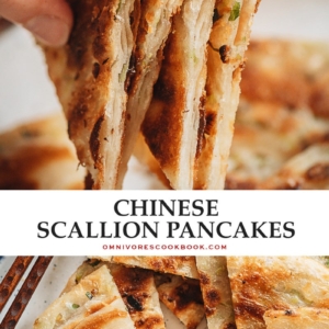 Super crispy and flaky on the outside and slightly chewy inside, my dim sum favorite, scallion pancakes, make a wonderful snack that you’ll love! {Vegan}