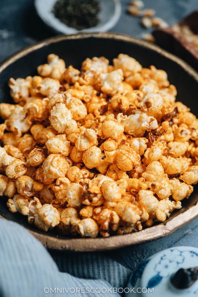 Homemade popcorn close up