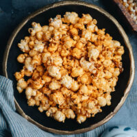 Make movie night or snack time more fun with this spiced sweet popcorn with hints of saltiness and the numbing tingling sensation to keep you wanting more! {Gluten-Free, Vegan}