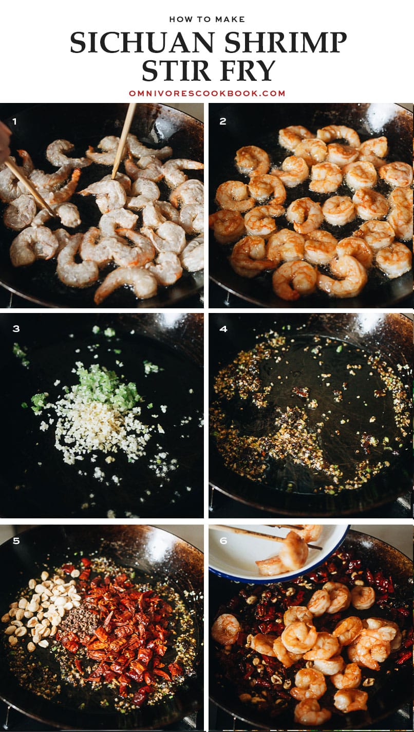 Spicy shrimp stir fry step-by-step