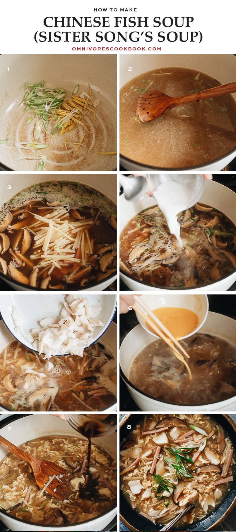 Step-by-step photos for preparing hot and sour fish soup