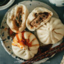 Chinese bao buns with chive and homemade chili oil