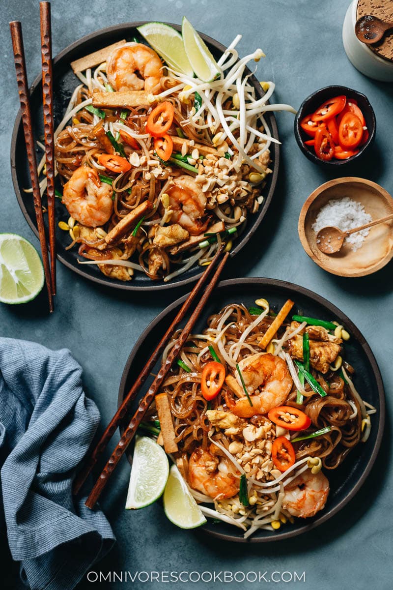 Fast easy shrimp pad thai with huge flavor
