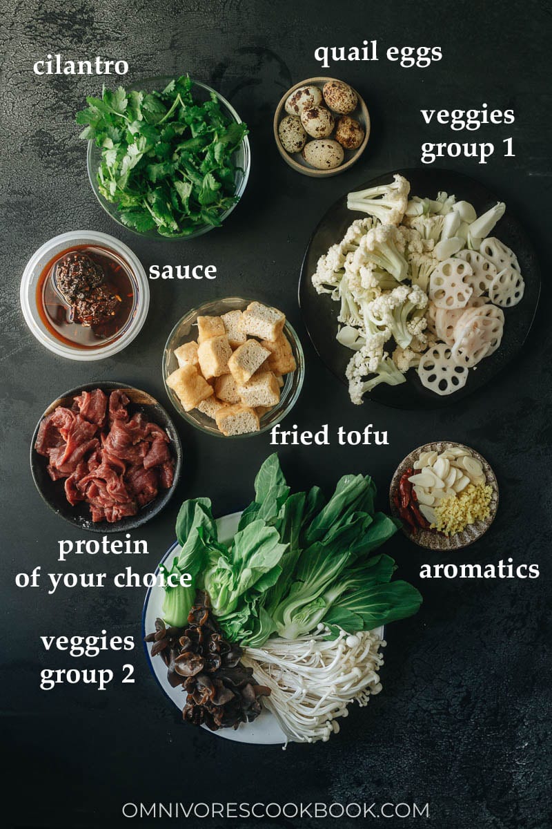 Ingredients for making Ma La Xiang Guo