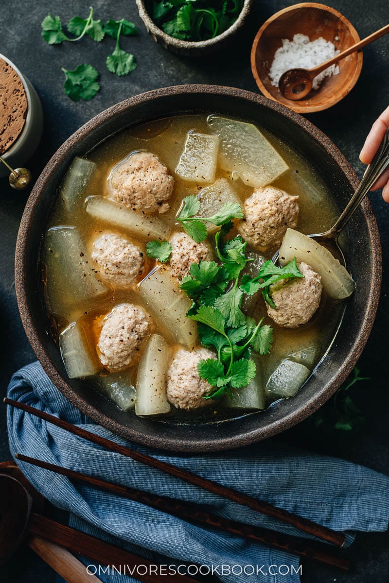 Chinese winter melon soup with meatballs