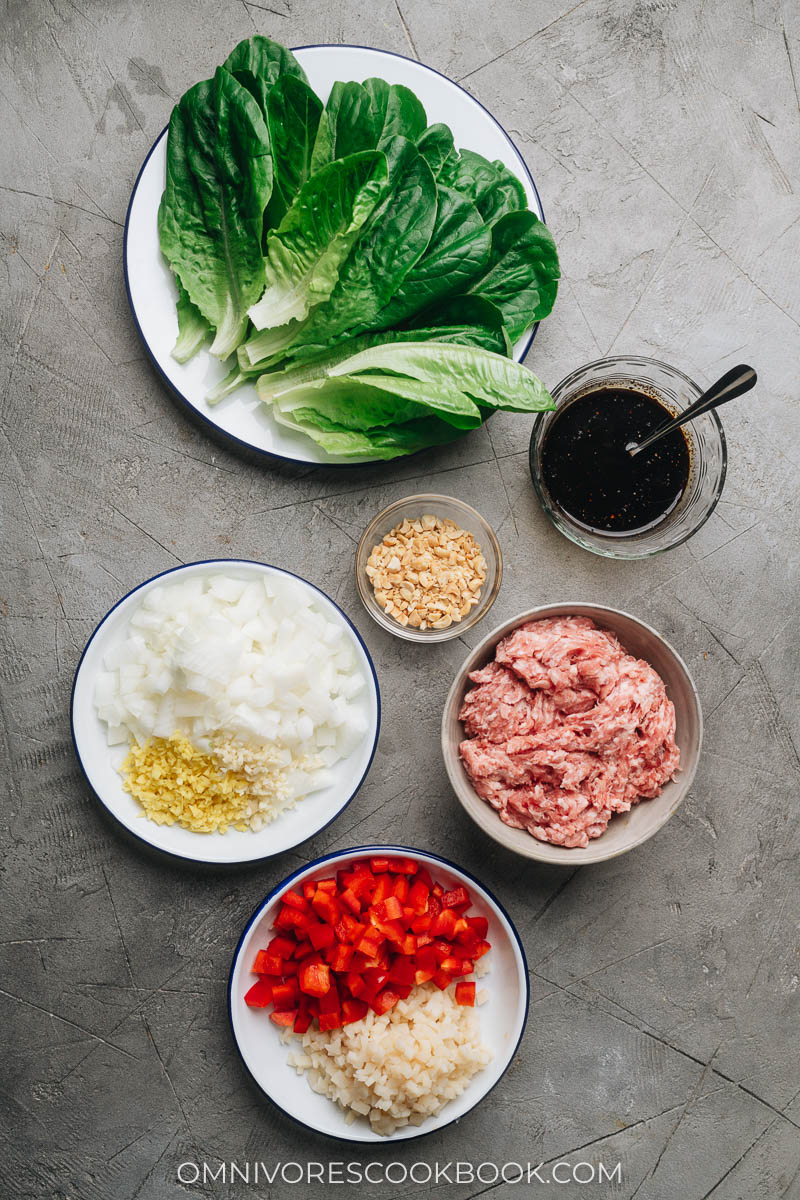 Ingredients for making san choy bow