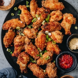 Chinese chicken wings are made easy using the air fryer, to create a flavorful taste with juicy crispy texture, just like the ones at the Chinese restaurant. You only need a few pantry ingredients and 5 minutes to put it together. It’s also perfect for making ahead. {Gluten-Free Adaptable}