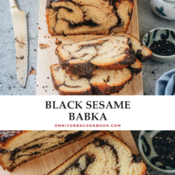 This Black Sesame Babka is an indulgent holiday treat with an unexpected twist. It has a rich and nutty dark chocolate filling braided into layers of fluffy, cakey dough. It’s not super sweet, but the gooey texture and irresistible flavor will hook you right away. {Vegetarian}